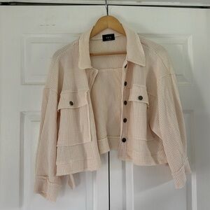 Ivory cotton blend Shacket womens size XS